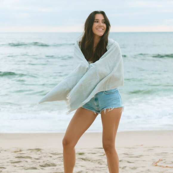 LAUDE the Label Upcycled Denim Scarf Wide Stripe - Picture 5 of 7